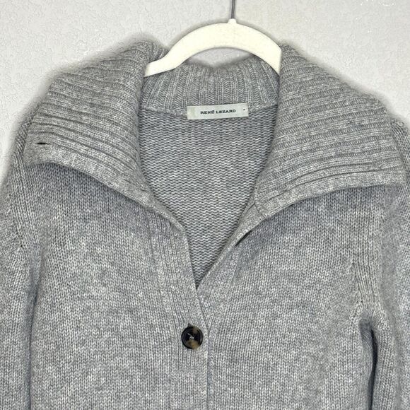 Rene Lezard Sweater Womens Small Button Front Merino Silk Cashmere Made Italy - Picture 4 of 8
